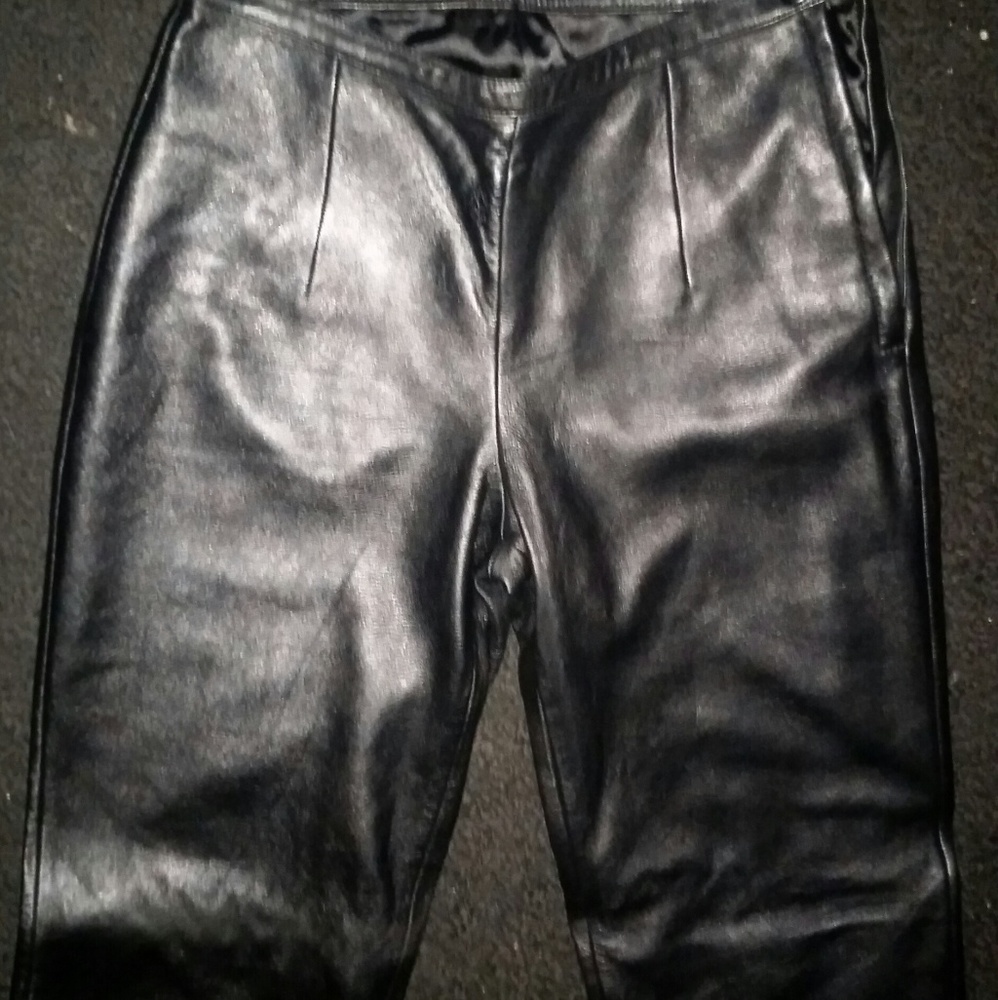 Women's black leather pants